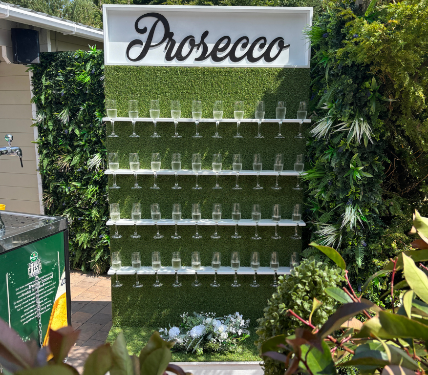 Prosecco wall champagne display