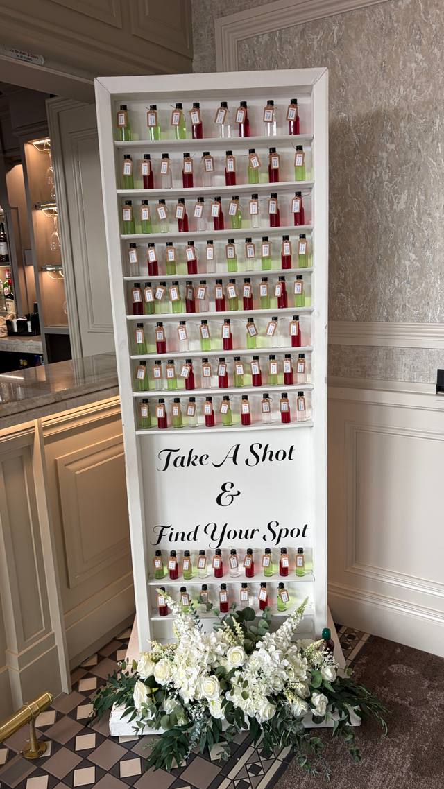 Drinks Shot Wall, with Flower Display