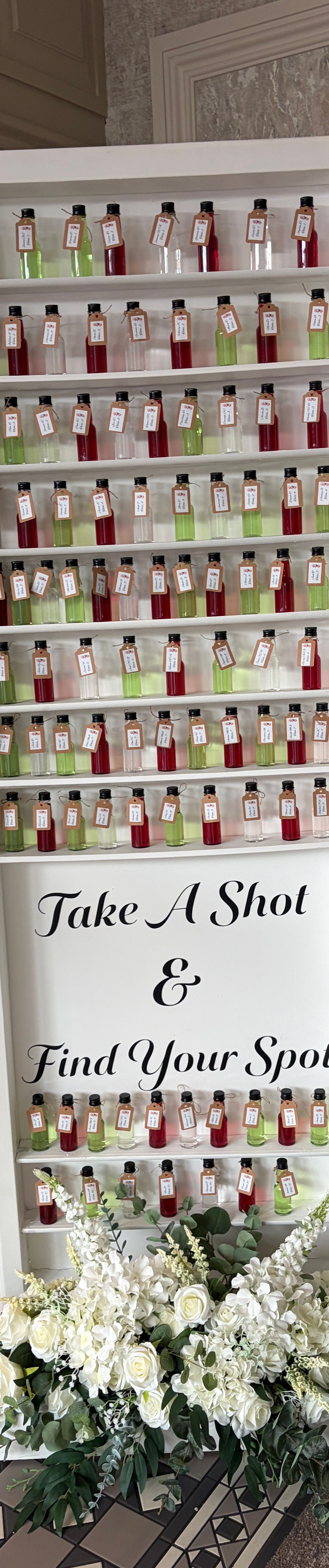 Drinks Shot Wall, with Flower Display