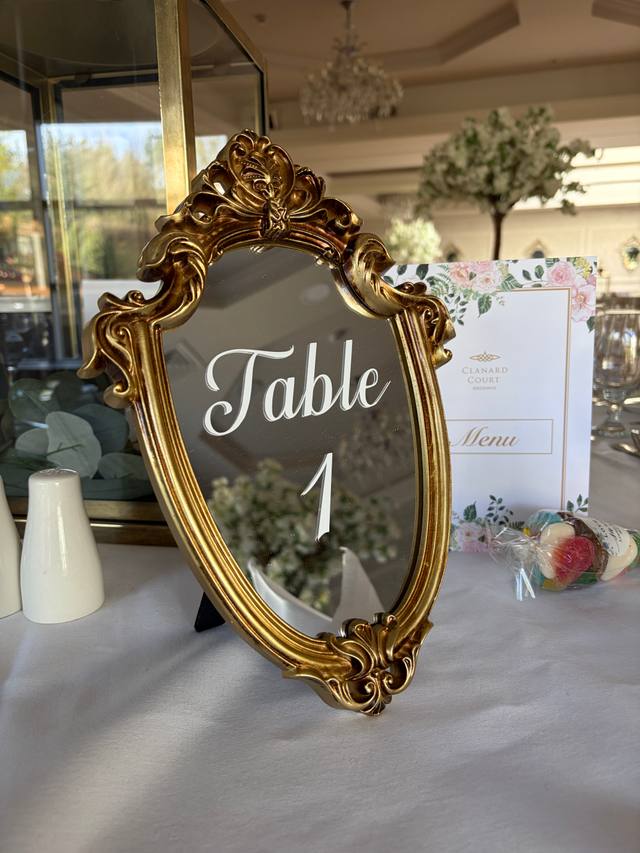 Gold Mirror Table Numbers