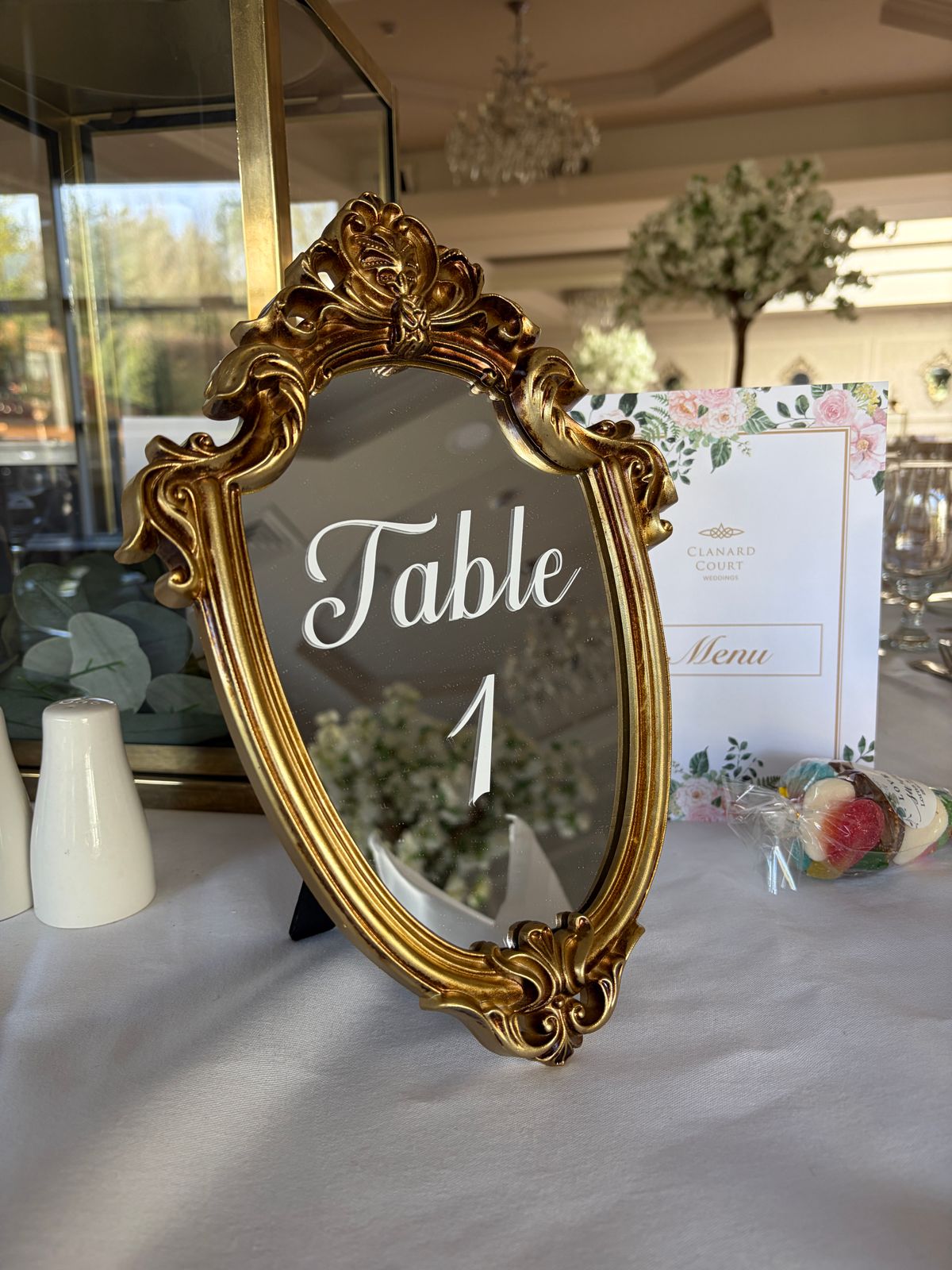 Gold Mirror Table Numbers