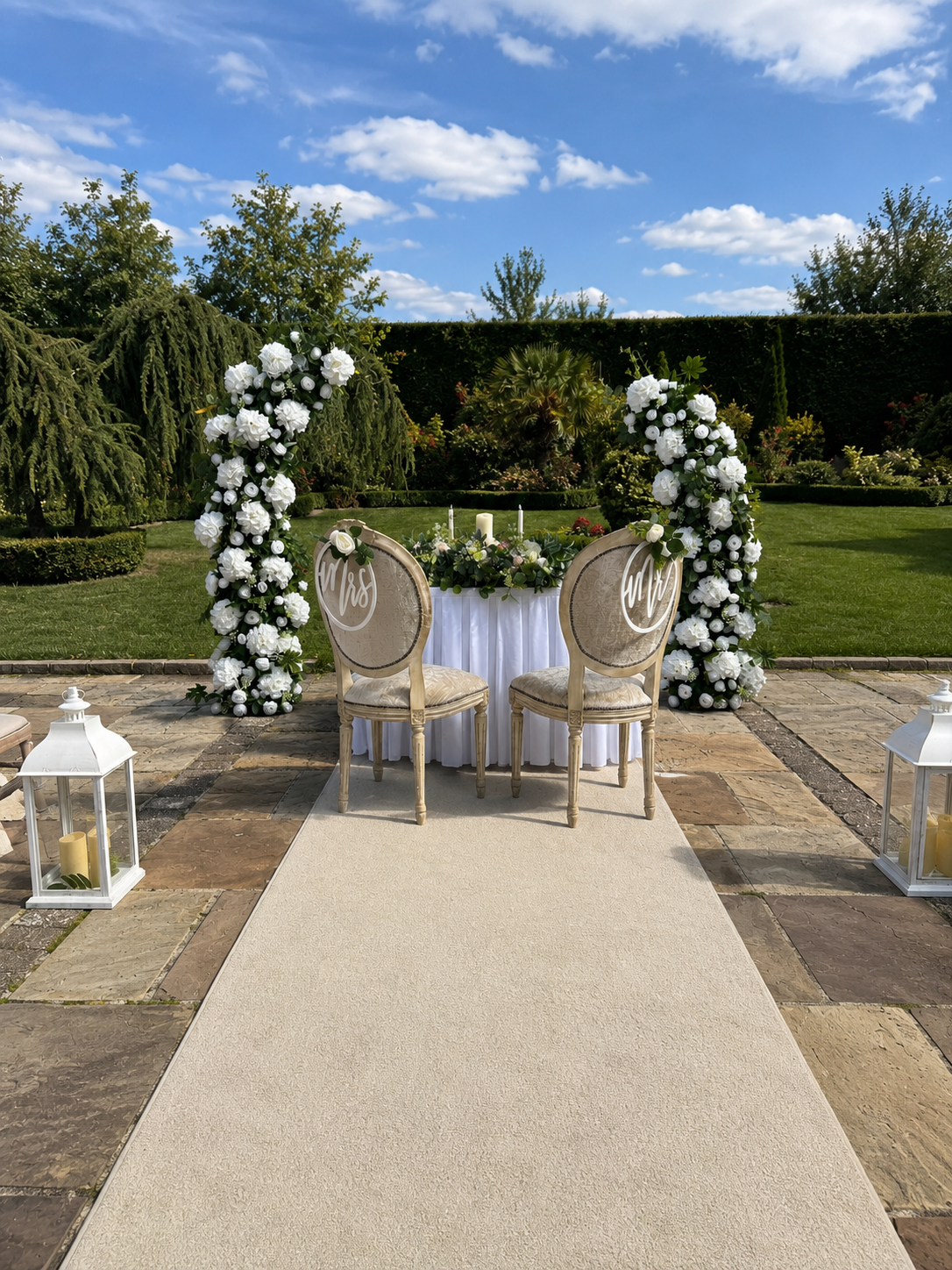 Deconstructed ceremony arches outdoor setup