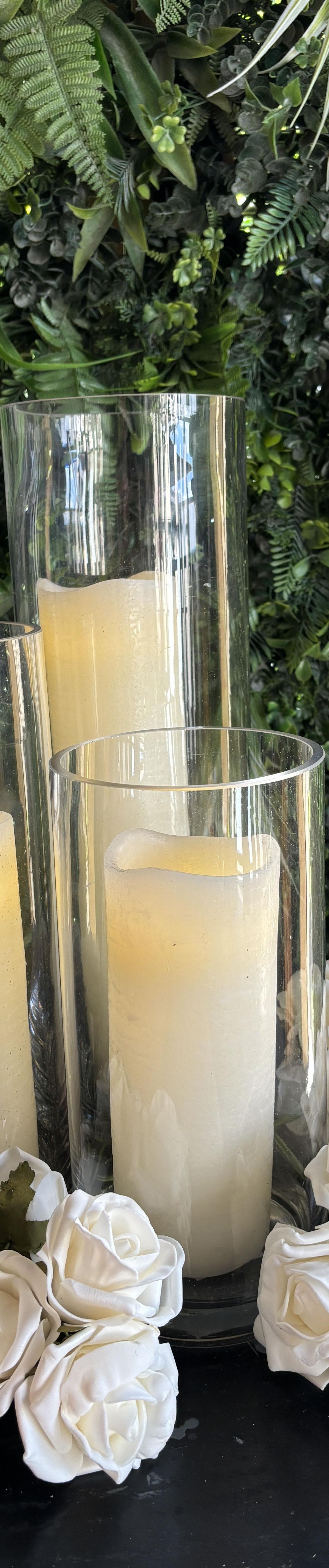 Pillar glass candles romantic lighting
