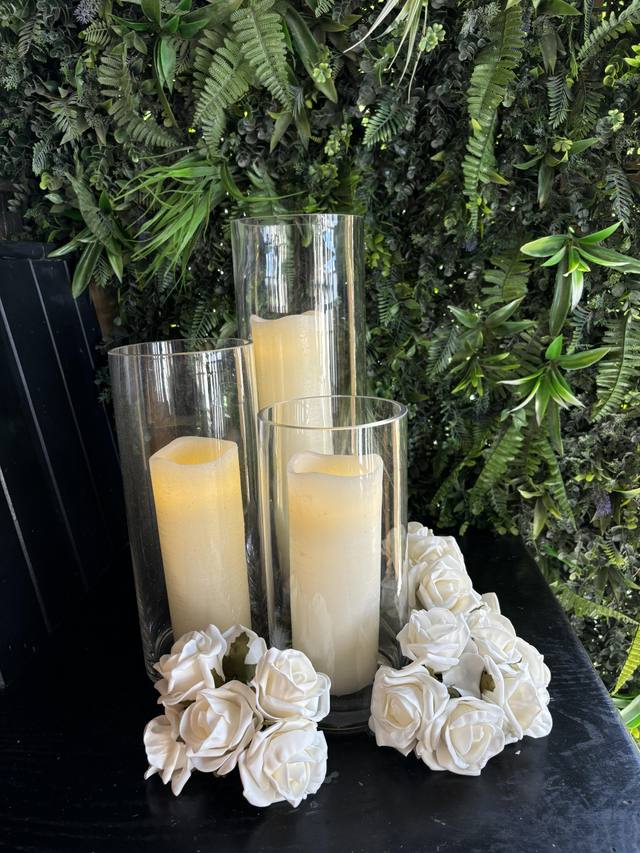 Pillar glass candles romantic lighting
