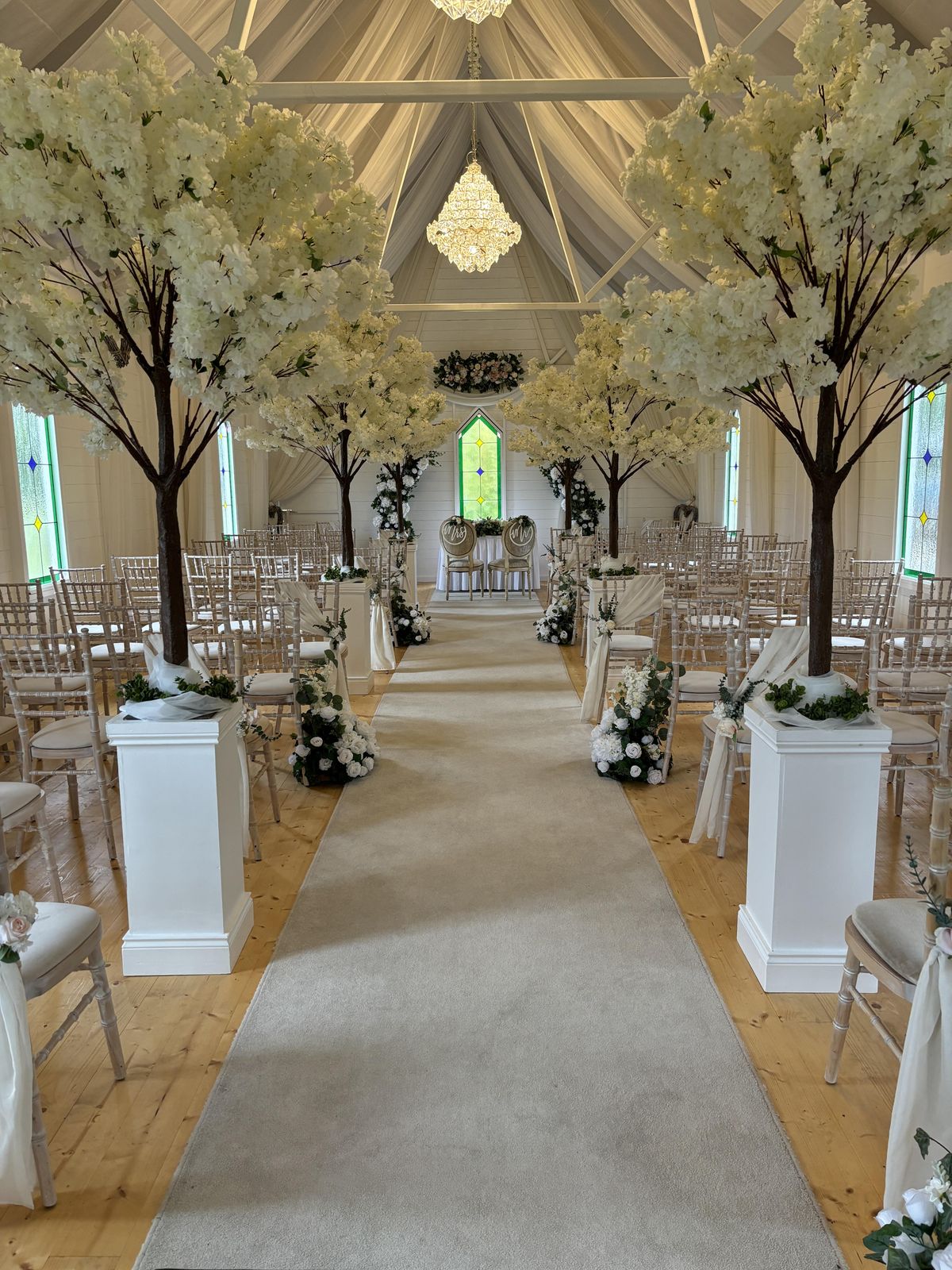 Cherry blossom trees ceremony backdrop
