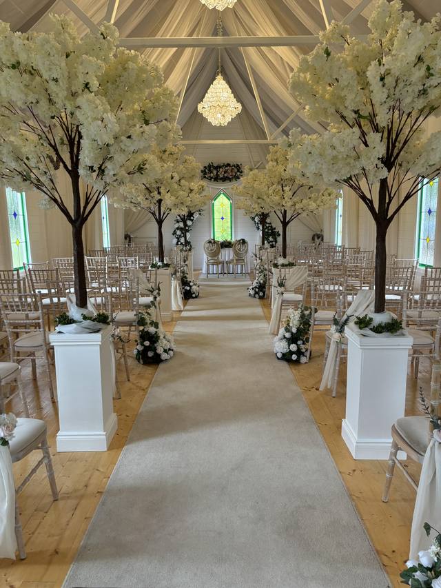 Cherry blossom trees ceremony backdrop