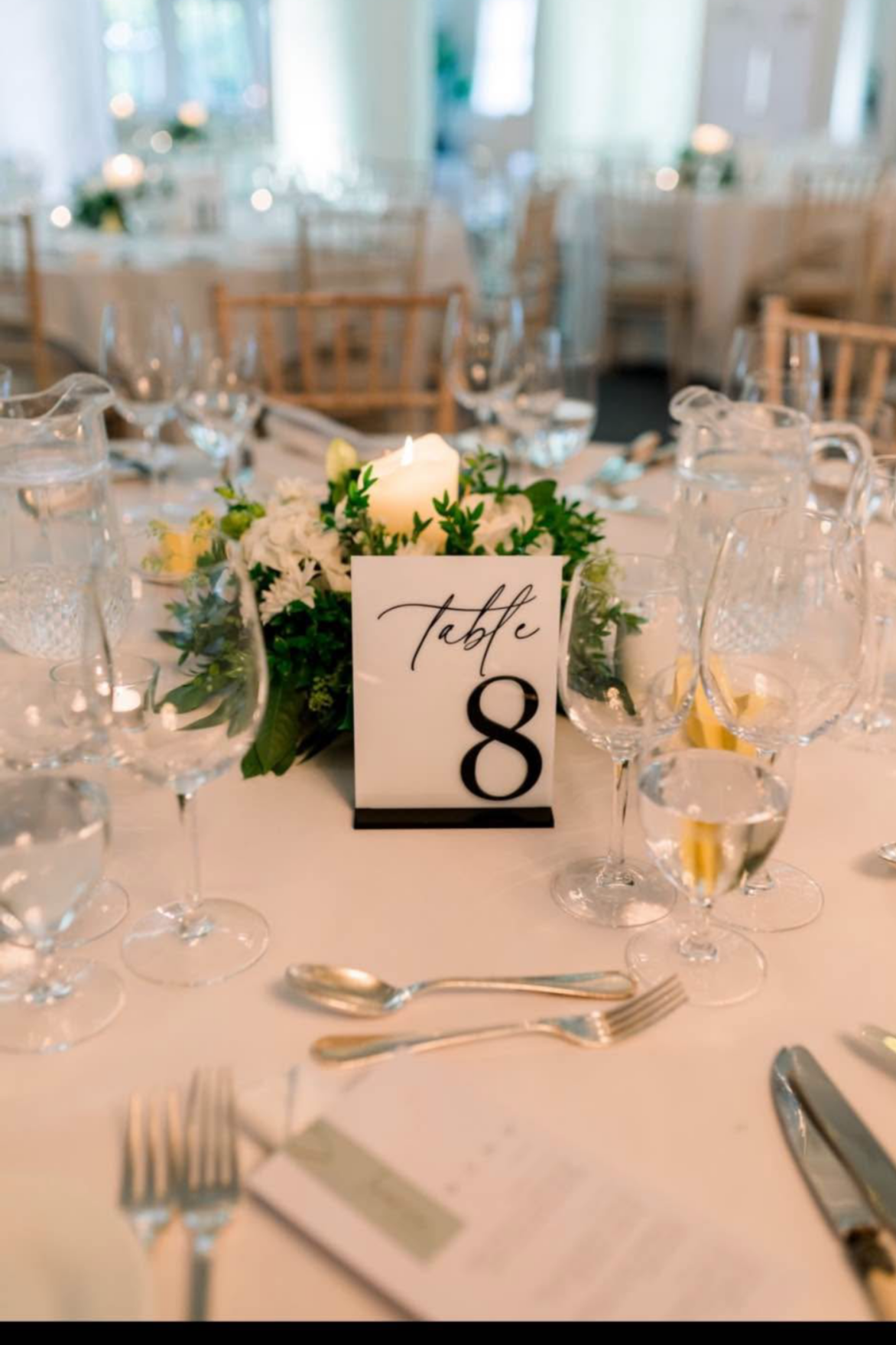 Black and white table numbers elegant styling
