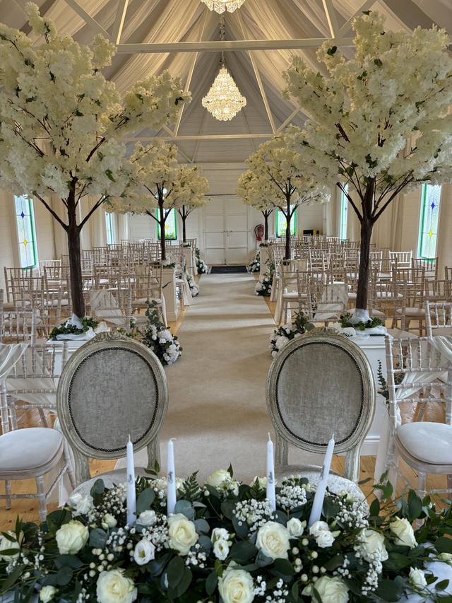 Cherry blossom trees ceremony decor