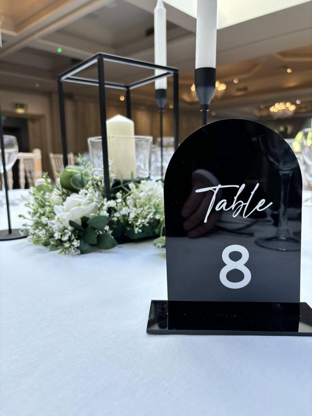 Black table numbers modern styling