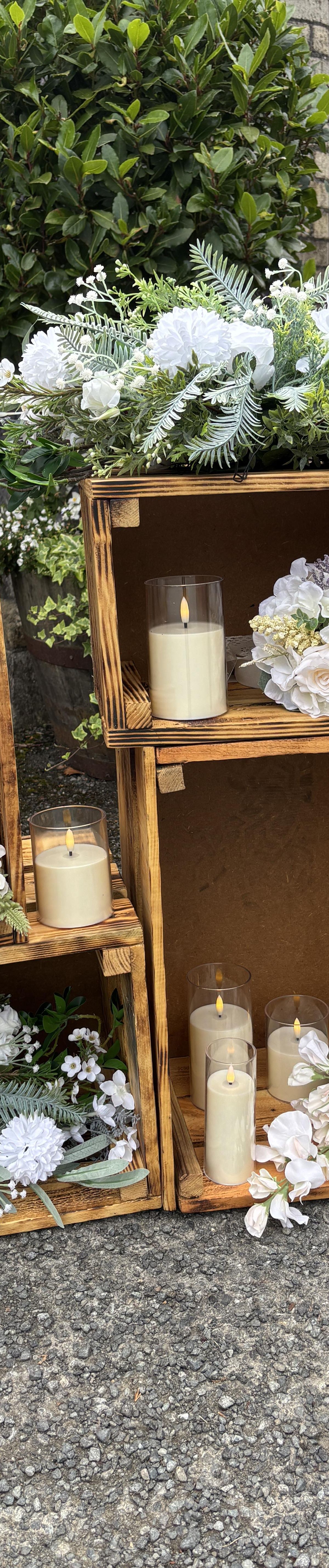 Rustic wooden crates reception display
