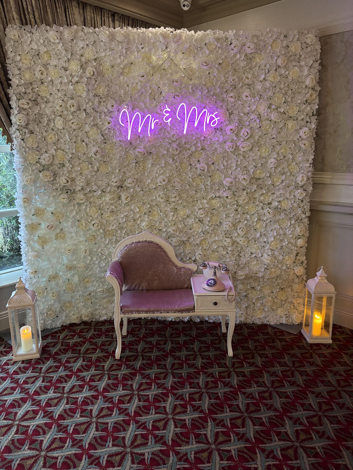 Flower wall backdrop pink and white