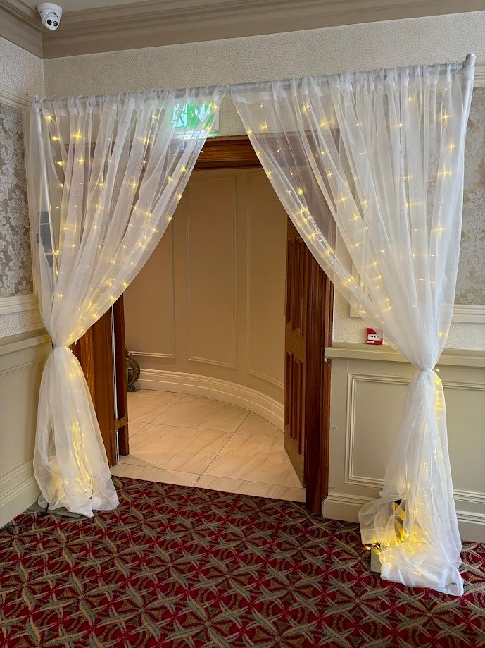 Entrance drape with fairy lights